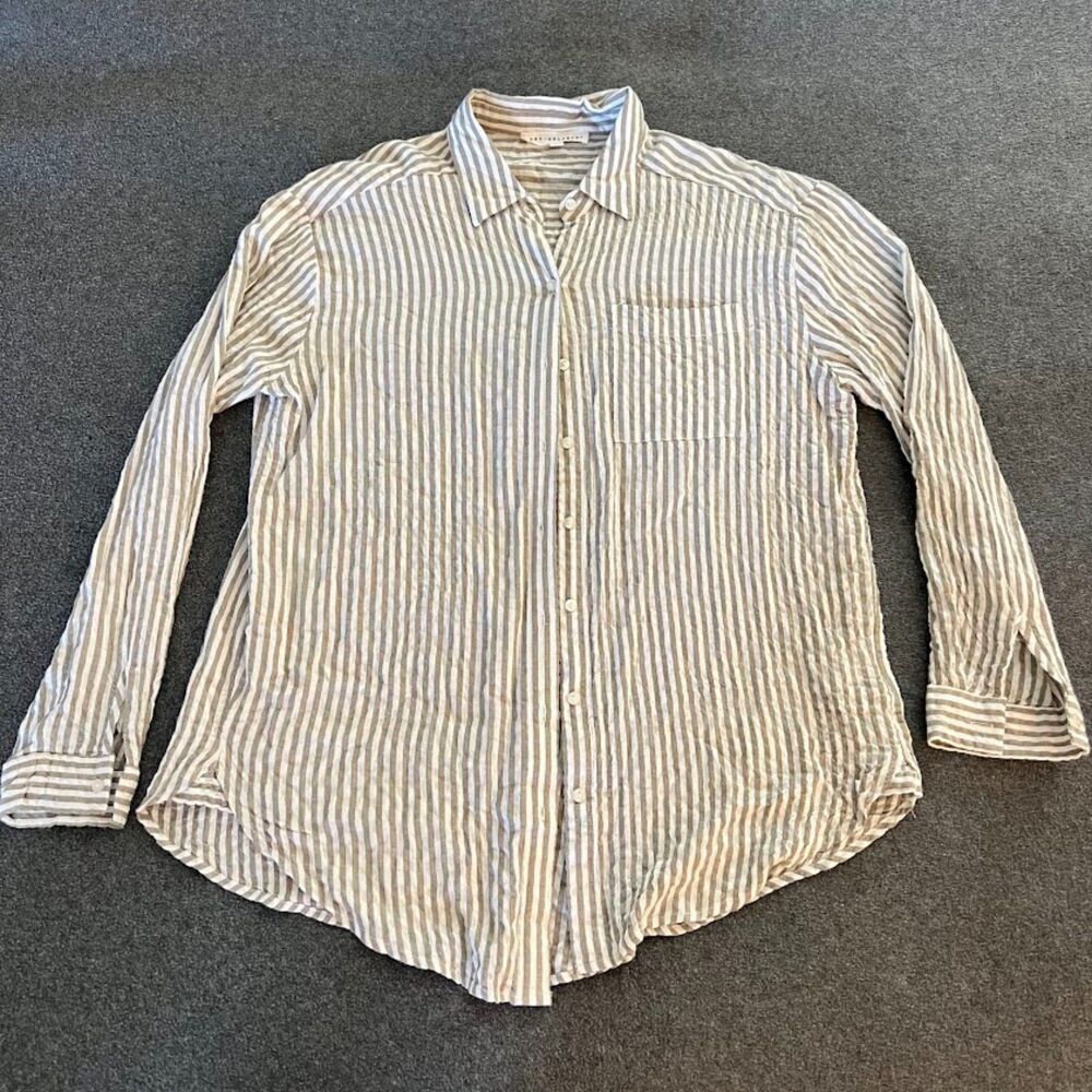 Women's Jane and Delancey Striped Lightweight Button-Down Shirt, Size S